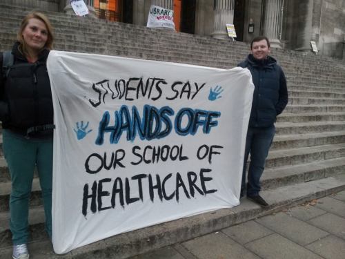 School of Healthcare students joint pickets